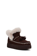 Kadın Kahverengi Kalın Tabanlı Püsküllü Süet Teddy Bot | Derimod