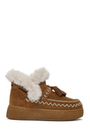 Kadın Taba Kalın Tabanlı Püsküllü Süet Teddy Bot | Derimod