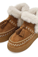 Kadın Taba Kalın Tabanlı Püsküllü Süet Teddy Bot | Derimod