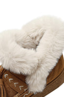 Kadın Taba Kalın Tabanlı Püsküllü Süet Teddy Bot | Derimod