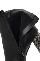 Women's Black Zippered Patterned Thick Heeled Boots | Derimod