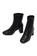 Women's Black Zippered Thick Heeled Boots | Derimod