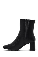 Women's Black Zippered Thick Heeled Boots | Derimod
