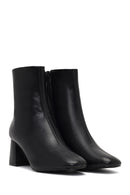 Women's Black Zippered Thick Heeled Boots | Derimod