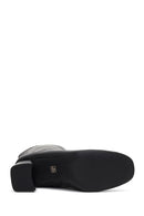 Women's Black Zippered Thick Heeled Boots | Derimod