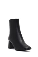Women's Black Zippered Thick Heeled Boots | Derimod