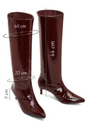Kadın Bordo Kısa İnce Topuklu Rugan Çizme | Derimod
