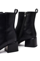 Kadın Siyah Fermuarlı Kısa Topuklu Bot | Derimod