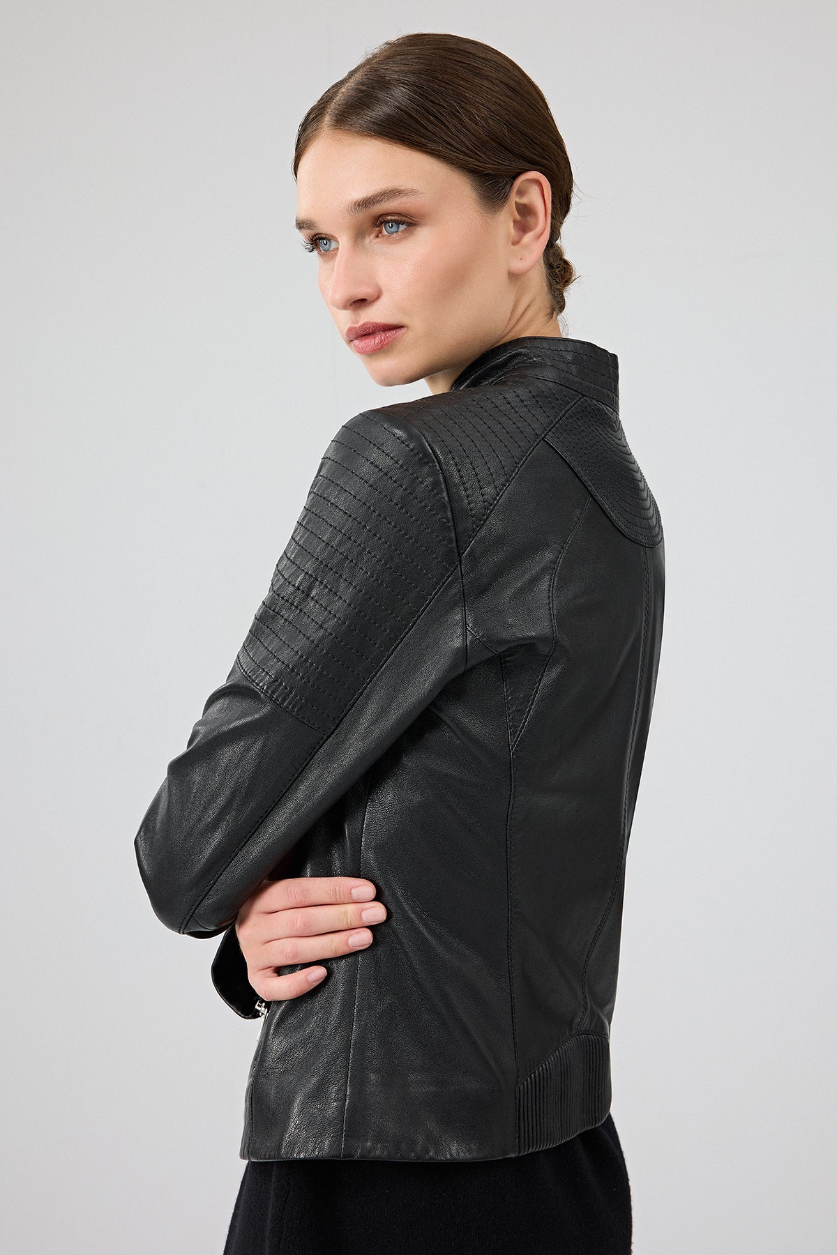 Delano Kadın Siyah Kısa Deri Ceket