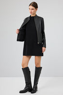 Delano Women's Black Short Leather Jacket | Derimod