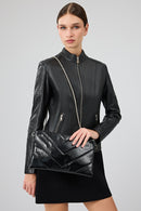 Delano Women's Black Short Leather Jacket | Derimod