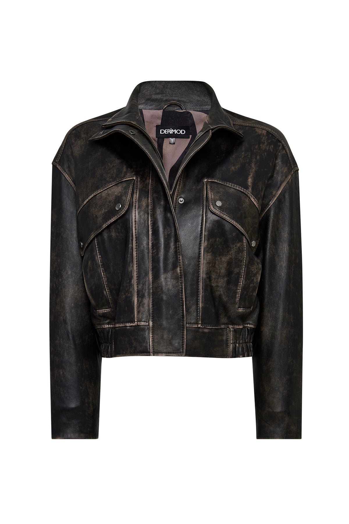 Anita Kadın Kahverengi Oversize Vintage Deri Mont