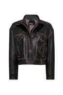 Anita Kadın Kahverengi Oversize Vintage Deri Mont | Derimod