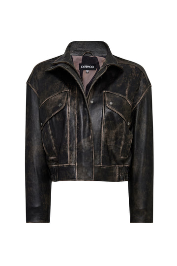 Anita Kadın Kahverengi Oversize Vintage Deri Mont 25WGD5330G6 | Derimod