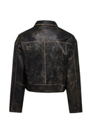 Anita Kadın Kahverengi Oversize Vintage Deri Mont | Derimod