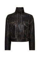 Anita Kadın Kahverengi Oversize Vintage Deri Mont | Derimod