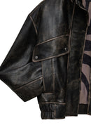 Anita Kadın Kahverengi Oversize Vintage Deri Mont | Derimod