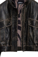 Anita Kadın Kahverengi Oversize Vintage Deri Mont | Derimod