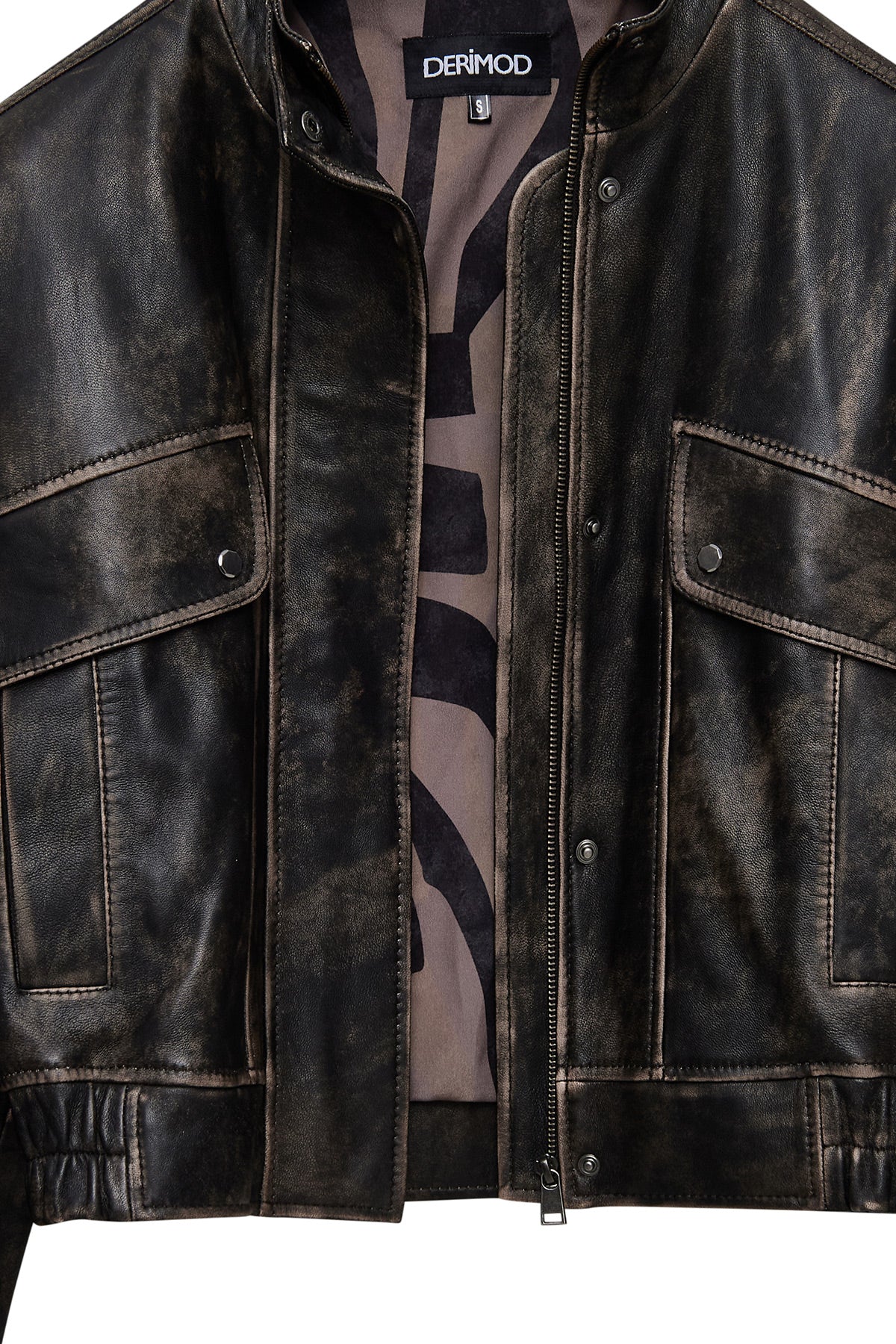 Anita Kadın Kahverengi Oversize Vintage Deri Mont