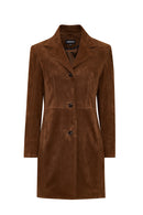 Tara Kadın Kahverengi Süet Deri Kaban | Derimod