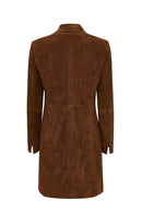 Tara Kadın Kahverengi Süet Deri Kaban | Derimod