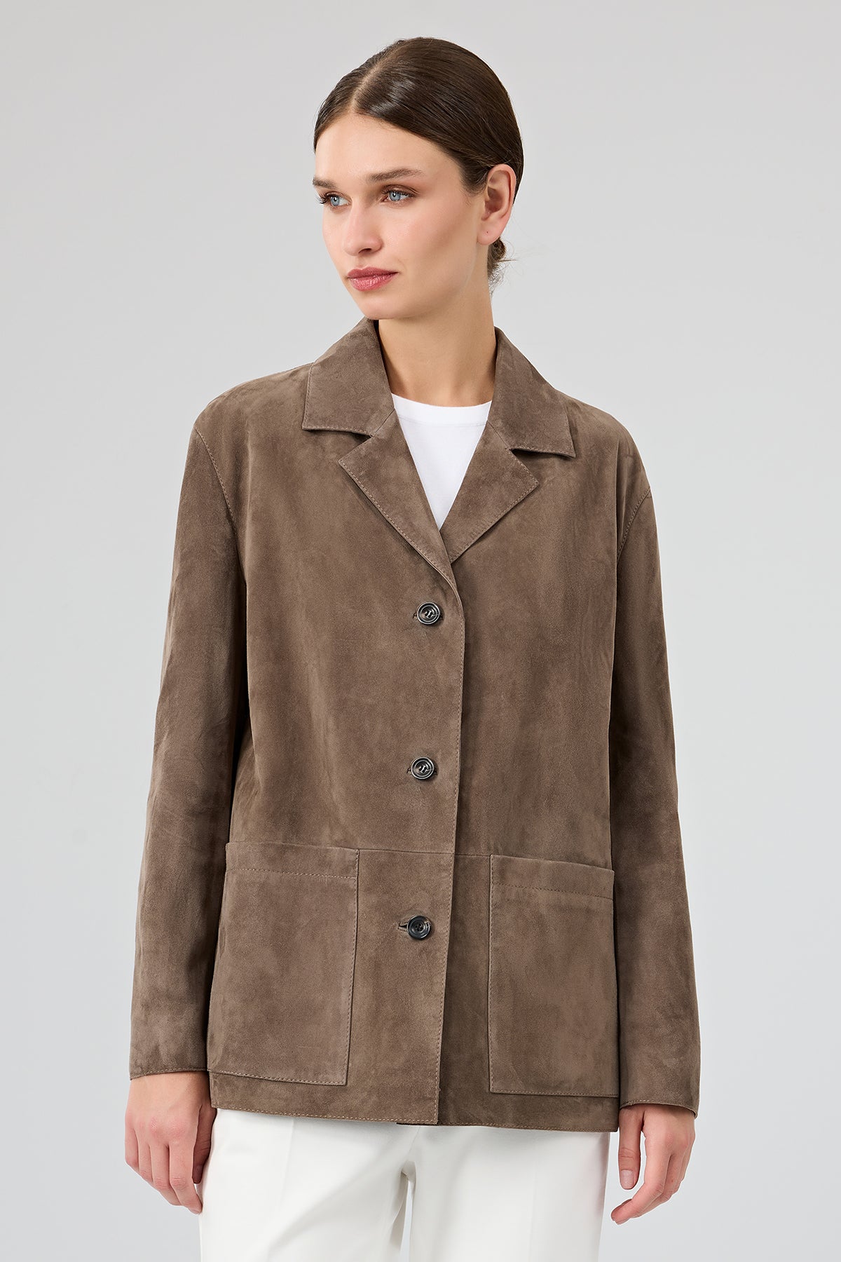 Gloria Kadın Vizon Oversize Süet Deri Ceket 25WGD560010 | Derimod