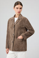 Gloria Kadın Vizon Oversize Süet Deri Ceket | Derimod