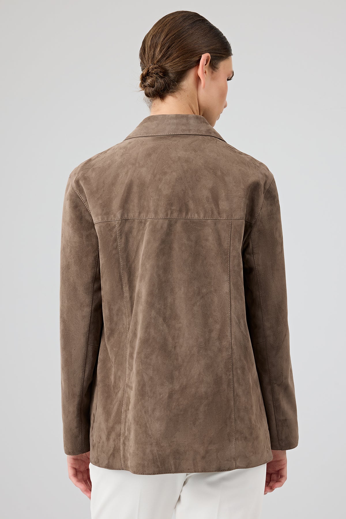 Gloria Kadın Vizon Oversize Süet Deri Ceket