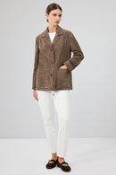 Gloria Kadın Vizon Oversize Süet Deri Ceket | Derimod