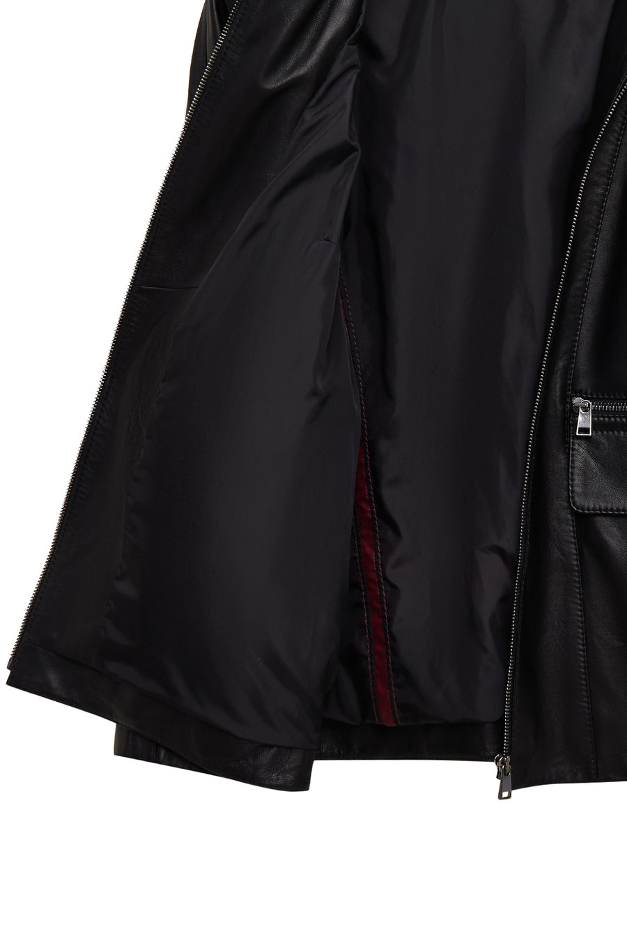 Chantal Women's Black Hooded Fur Oversize Leather Coat