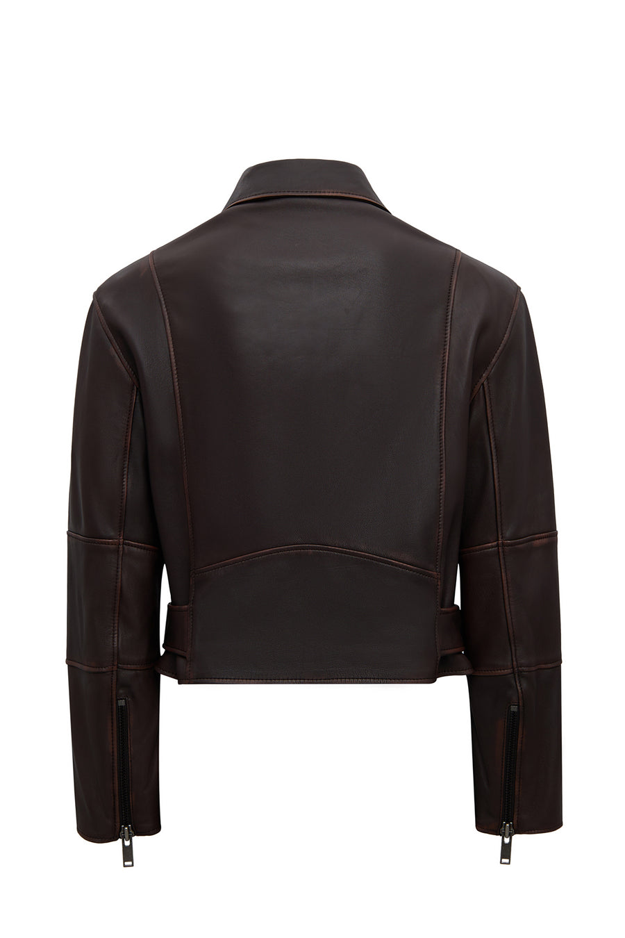 Love Women's Brown Shirt Collar Vintage Oversize Leather Jacket