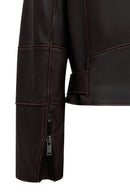 Love Kadın Kahverengi Gömlek Yaka Vintage Oversize Deri Ceket | Derimod