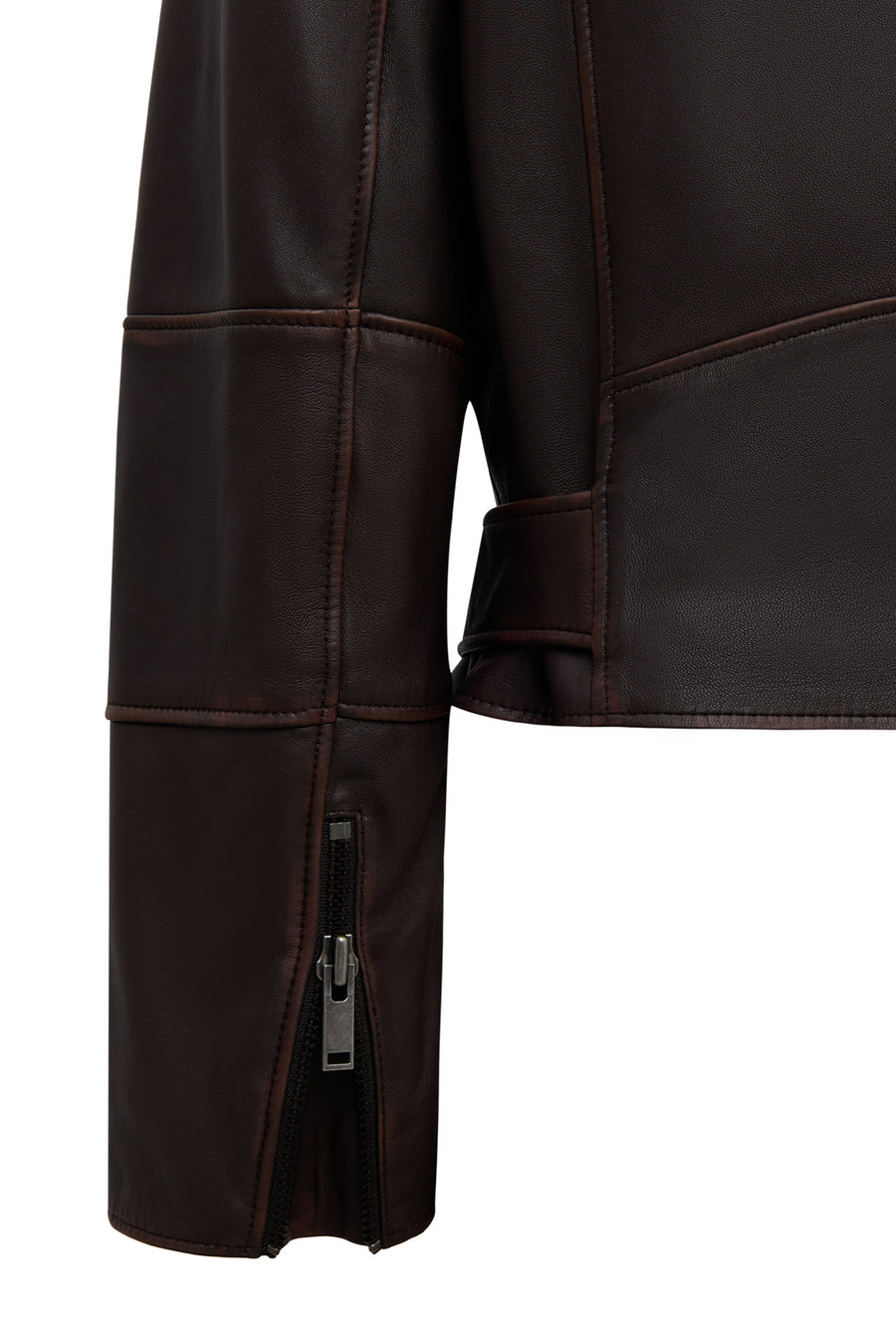 Love Women's Brown Shirt Collar Vintage Oversize Leather Jacket