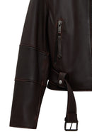 Love Kadın Kahverengi Gömlek Yaka Vintage Oversize Deri Ceket | Derimod