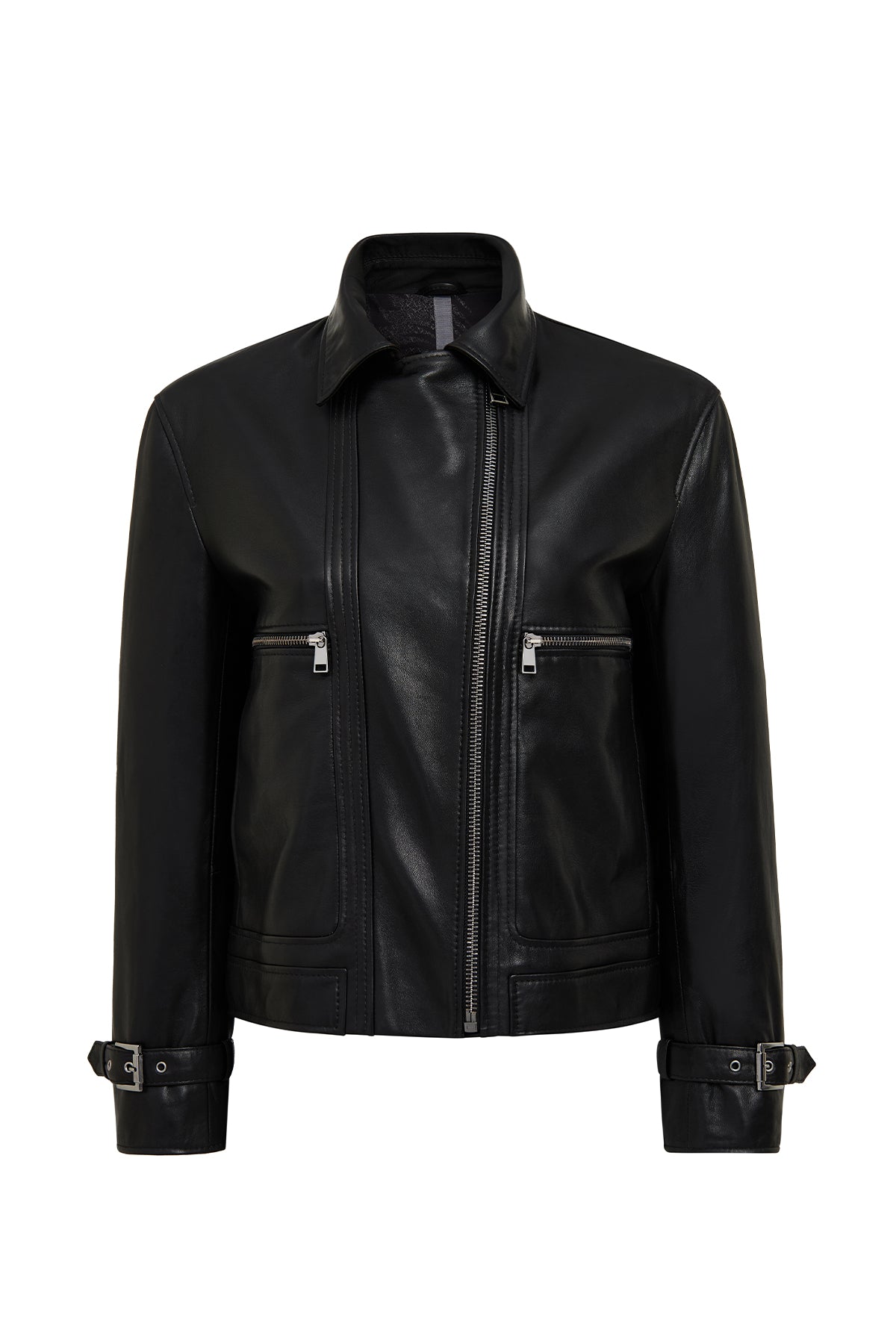 Paloma Kadın Siyah Kısa Oversize Biker Deri Ceket