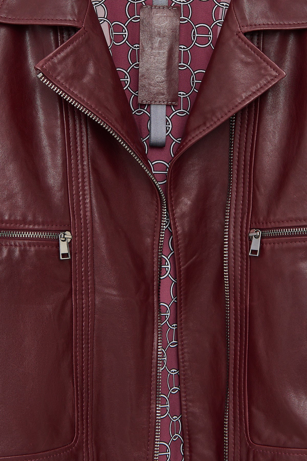 Paloma Kadın Bordo Kısa Oversize Biker Deri Ceket