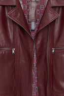 Paloma Kadın Bordo Kısa Oversize Biker Deri Ceket | Derimod