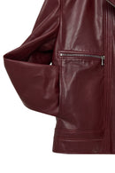 Paloma Kadın Bordo Kısa Oversize Biker Deri Ceket | Derimod
