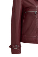 Paloma Kadın Bordo Kısa Oversize Biker Deri Ceket | Derimod