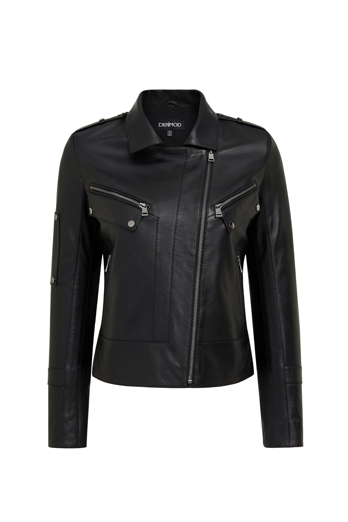 Roma Kadın Siyah Biker Deri Ceket 25WGD5609U4 | Derimod