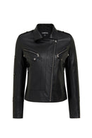 Roma Kadın Siyah Biker Deri Ceket | Derimod