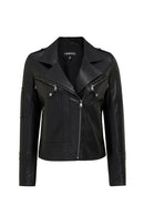 Roma Kadın Siyah Biker Deri Ceket | Derimod