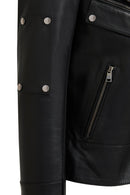 Roma Kadın Siyah Biker Deri Ceket | Derimod