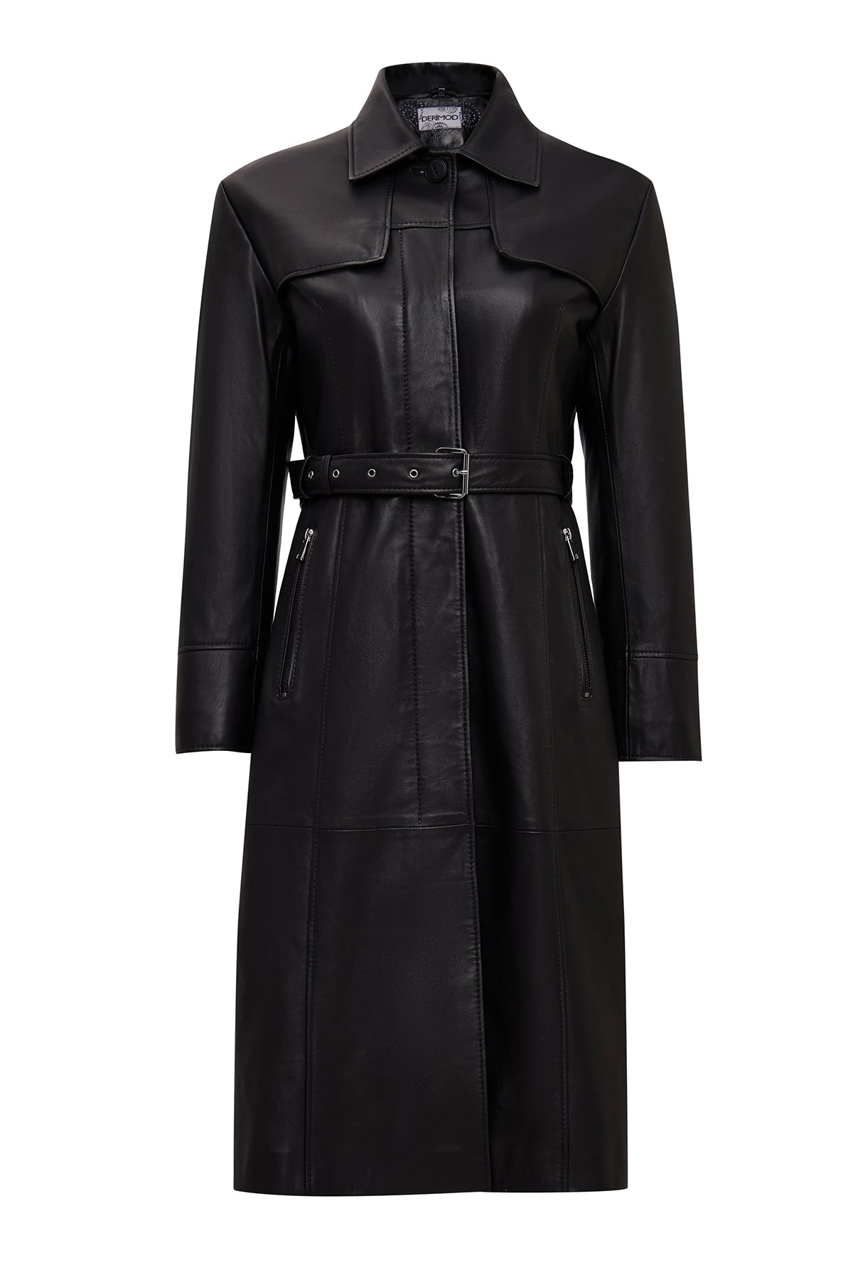 Betina Kadın Siyah Gömlek Yaka Deri Pardösü 25WGD5615U4 | Derimod