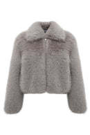 Dallas Kadın Gri Gömlek Yaka Teddy Mont | Derimod