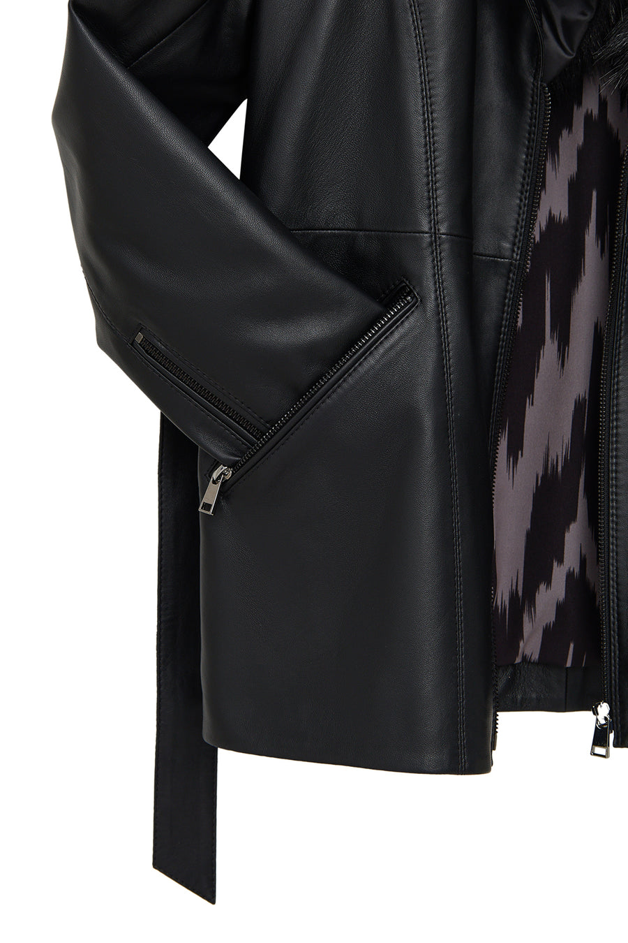 Scarlet Woman Black Fur Collar Leather Coat