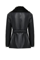 Scarlet Kadın Siyah Kürk Yaka Deri Mont | Derimod