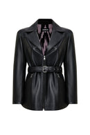 Scarlet Kadın Siyah Kürk Yaka Deri Mont | Derimod