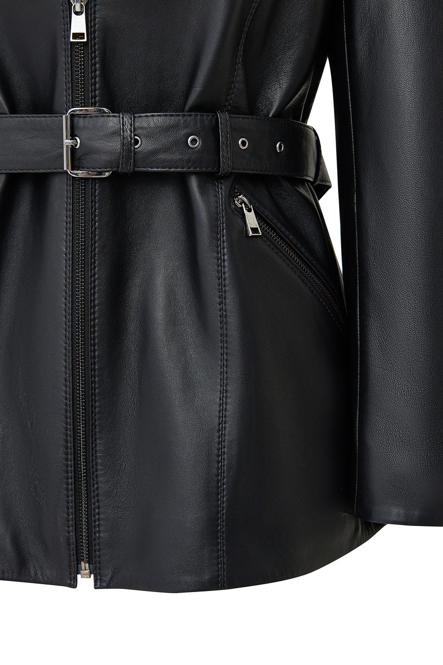 Scarlet Woman Black Fur Collar Leather Coat