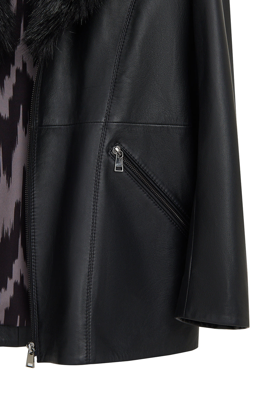 Scarlet Woman Black Fur Collar Leather Coat
